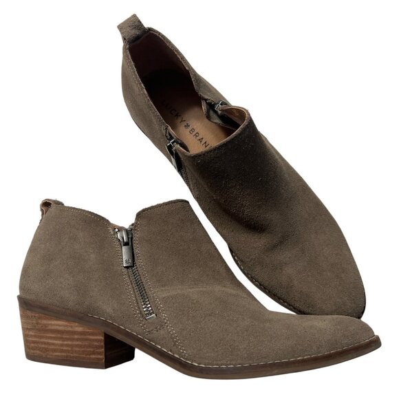Lucky Brand Brown Suede Ankle Boots 11 - Picture 1 of 9